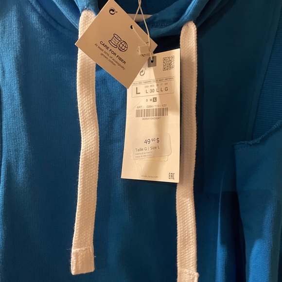 NWT vibrant blue cold shoulder Zara hoodie. - Picture 2 of 5